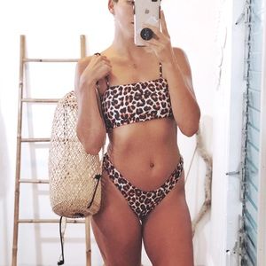 Playa Del Carmen Beach Set leopard high cut bikini